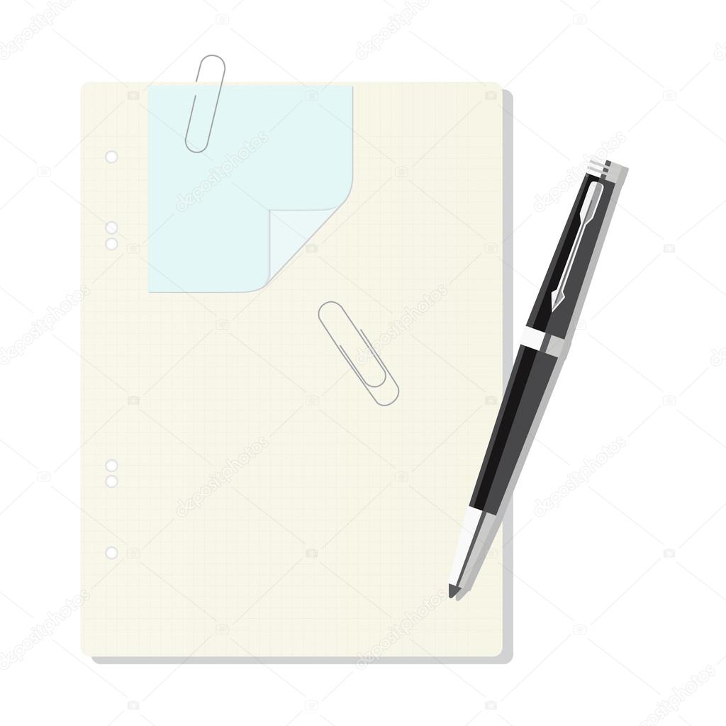 Book pen and paper clip