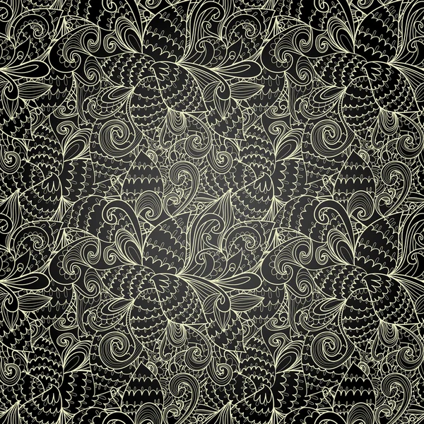 Ornamento abstracto monocromo dibujado a mano — Archivo Imágenes Vectoriales
