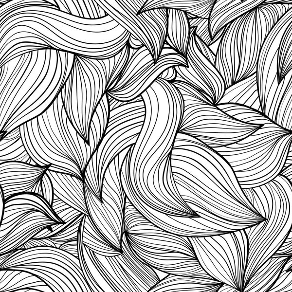 Fekete-fehér zökkenőmentes absztrakt kézzel rajzolt hullám — Stock Vector