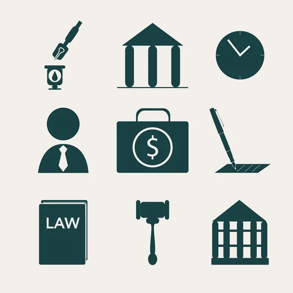 Zestaw ikon prawa i sprawiedliwości — Wektor stockowy