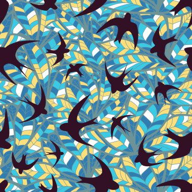 siluet soyut renkli tüyler üzerinde yutmak