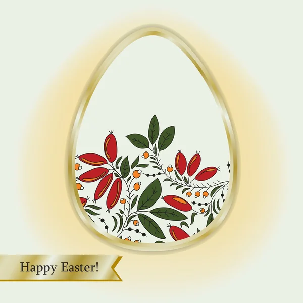 Easter egg with barberry, greeting card — Stock Vector