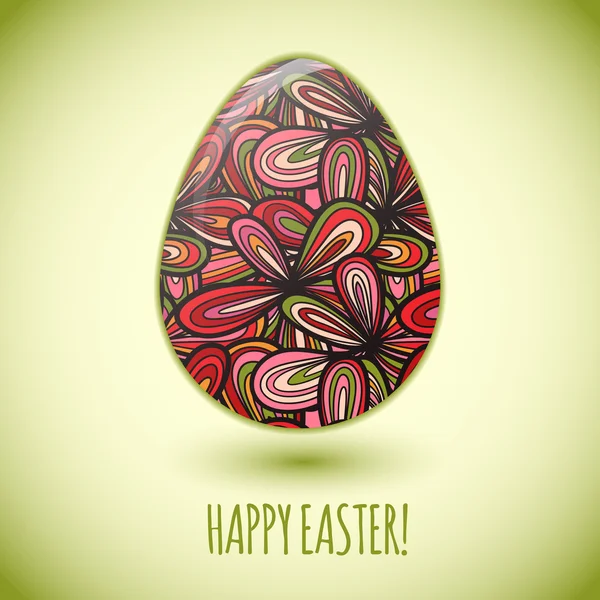 Huevo de Pascua tarjeta de felicitación ornamento dibujado a mano — Vector de stock