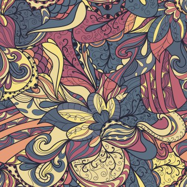 Dikişsiz soyut çizilmiş dalgalar desen