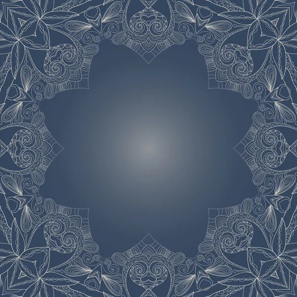 Carte d'ornement en dentelle circulaire dessinée à la main — Image vectorielle