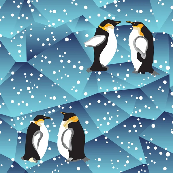 Textura de fondo de hielo de cristal azul con pingüino — Archivo Imágenes Vectoriales