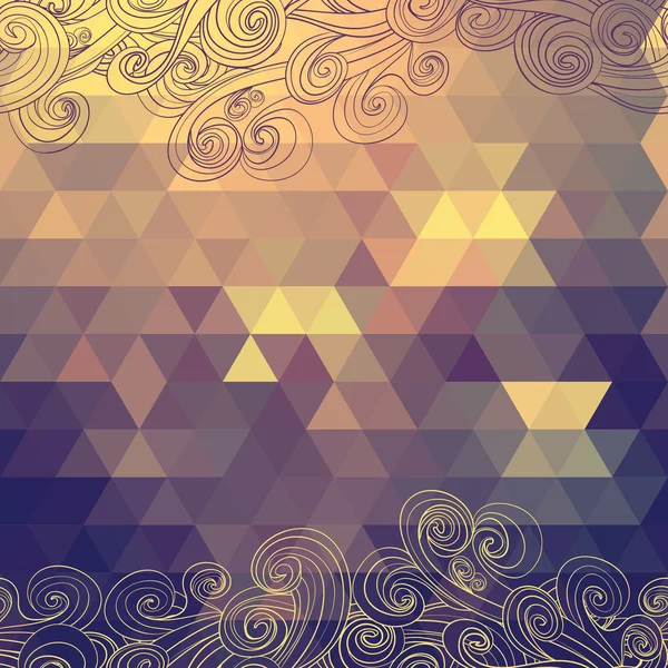 Hintergrund mit Dreiecken und Wellen — Stockvektor