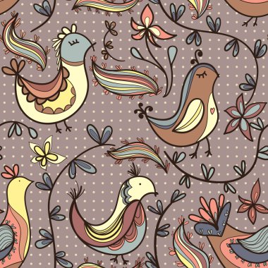 çiçekler ve kuşlar ile sorunsuz doku