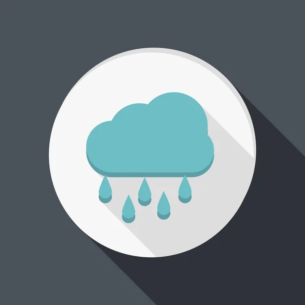 Icône plate en papier, pluie nuage — Image vectorielle