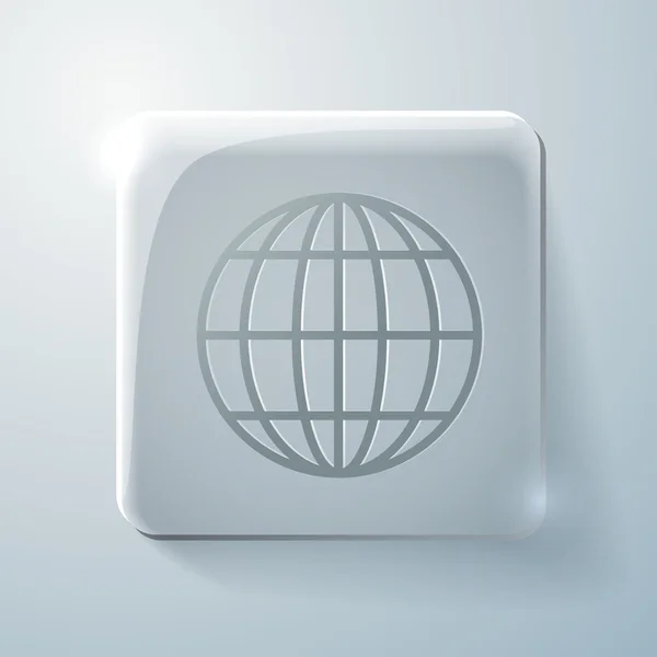 Скляна квадратна піктограма. символ глобусу — стоковий вектор