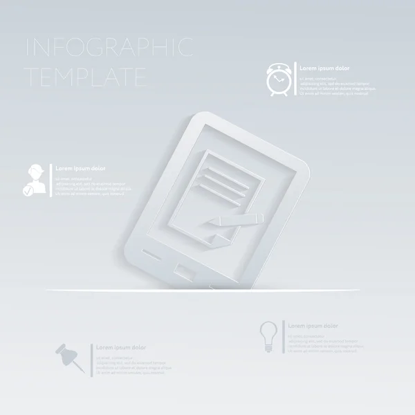 Tablet-Pad mit Blatt Papier. Vorlage Grafik oder Website-Layout — Stockvektor
