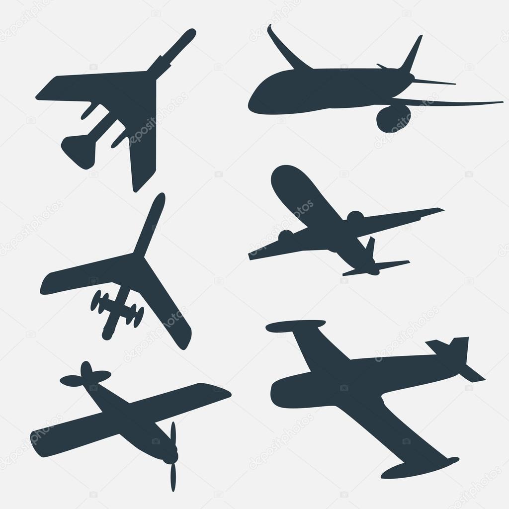 A group of planes in all different angles.