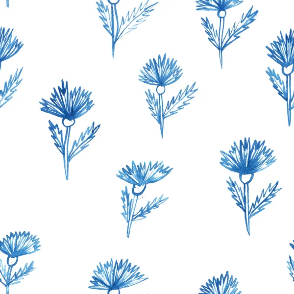 Pattern, flowers, aquarelle cornflower — Stock Vector