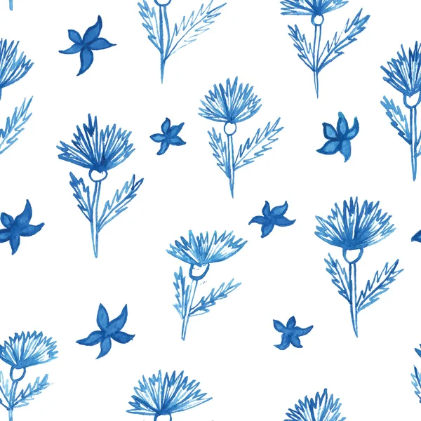 Pattern, flowers, aquarelle cornflower — Stock Vector