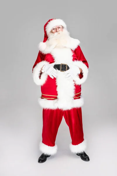 Голодный Санта Клаус Готов Всем Рождественским Печеньям Рождеством Новым Годом — стоковое фото
