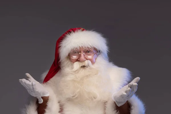 Feliz Natal Feliz Ano Novo Retrato Papai Noel Alegre Com — Fotografia de Stock