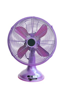 beyaz zemin üzerinde Vintage violet elektrikli fan