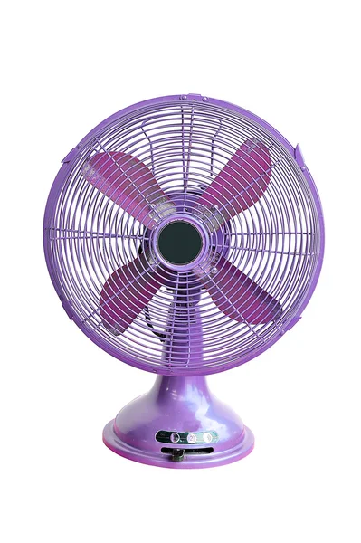 Ventilador eléctrico vintage violeta sobre fondo blanco — Foto de Stock