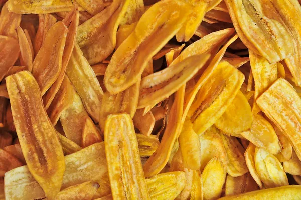 Banan chips bakgrund — Stockfoto