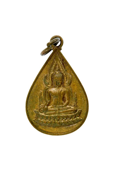 Mały Budda mnich moneta na białym tle — Zdjęcie stockowe