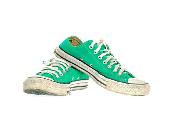 Vintage zelené boty na bílém pozadí — Stock fotografie