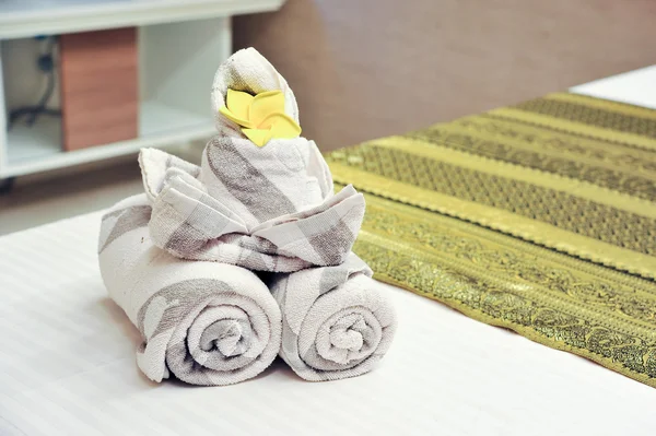 Towel folded in spa — Stock Photo, Image