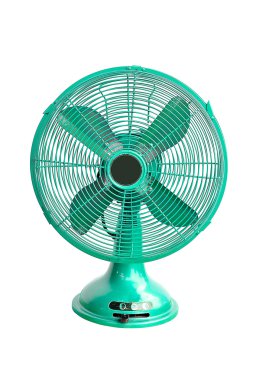 beyaz zemin üzerine yeşil Vintage elektrikli fan 