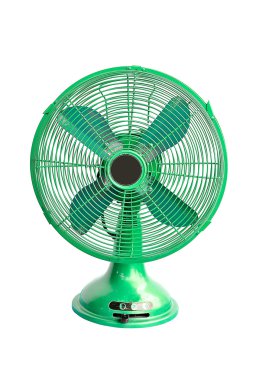 beyaz zemin üzerine yeşil Vintage elektrikli fan 