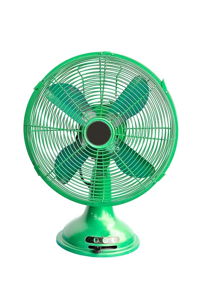 Vintage green electric fan on white background — Stock Photo, Image