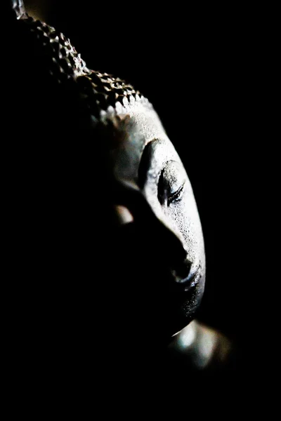 Retrato de una estatua de buda con fondo negro . — Foto de Stock