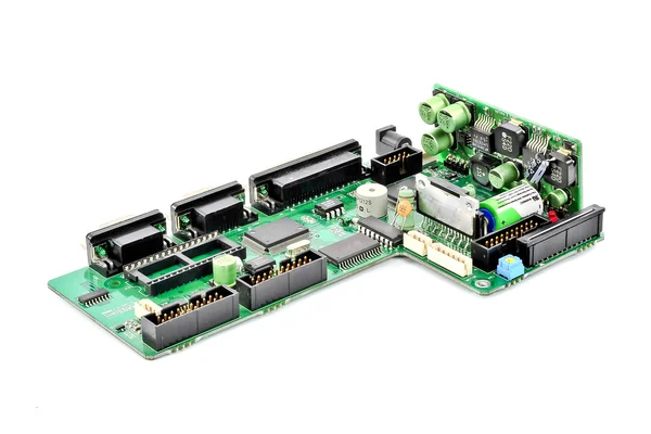 Circuit imprimé avec composants électroniques macro fond — Photo