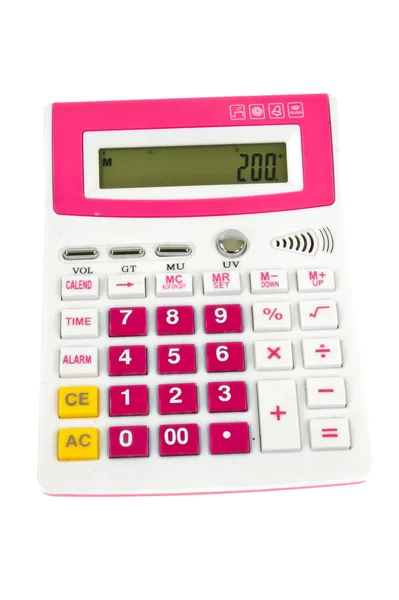La calcolatrice rossa isolata su sfondo bianco — Foto Stock