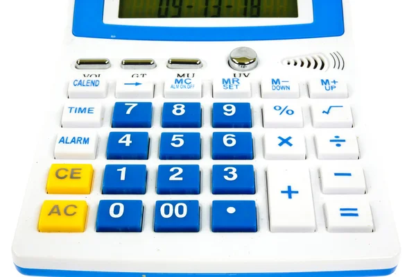 A kék kalkulátor elszigetelt fehér background. — Stock Fotó