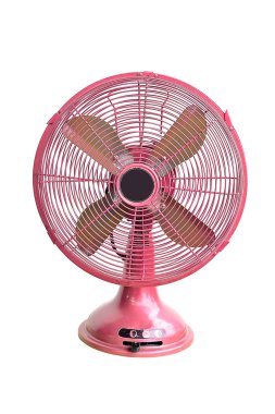 beyaz zemin üzerine kırmızı Vintage elektrikli fan 