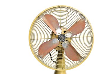 Vintage sarı vantilatör beyaz zemin üzerine 