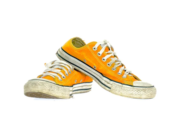 Zapato amarillo vintage sobre fondo blanco — Foto de Stock
