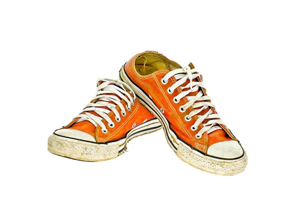 白い背景の上のヴィンテージ オレンジの靴 — ストック写真