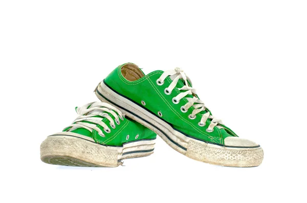 Zapato verde vintage sobre fondo blanco — Foto de Stock