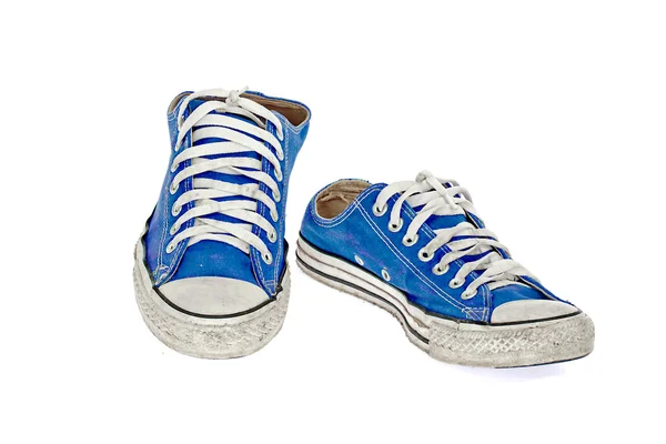 Vintage blauwe schoen op witte achtergrond — Stockfoto