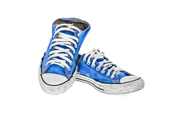 Vintage blå sko på hvid baggrund - Stock-foto