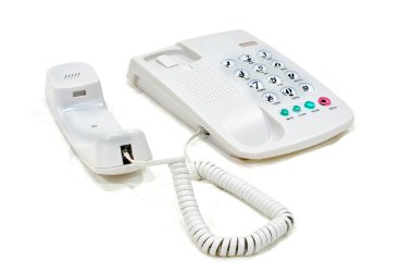 modern beyaz iş ofis telefon üzerinde beyaz bir backg izole