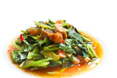 Kızarmış gevrek domuz ile kale Tayland gıda.