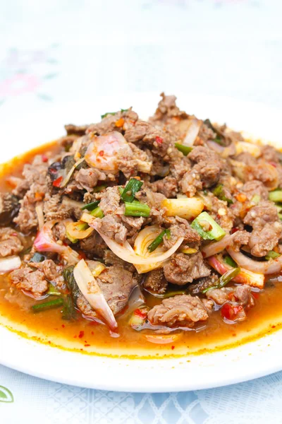 Spicy minced meat salad, Thai food. — Stock Photo, Image