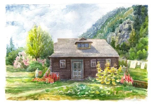 Akvarell house Stockbild