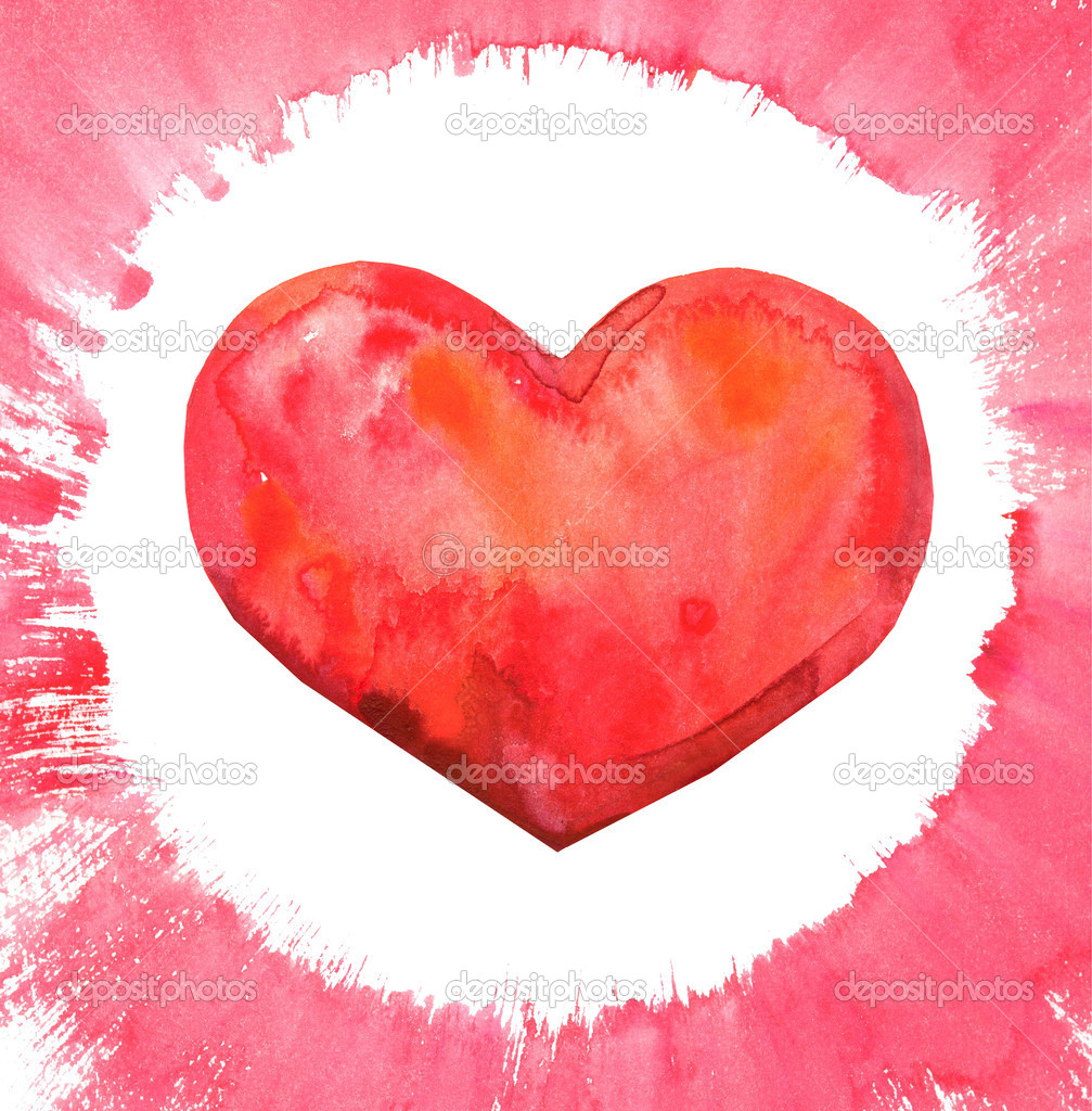 Watercolor Heart Red