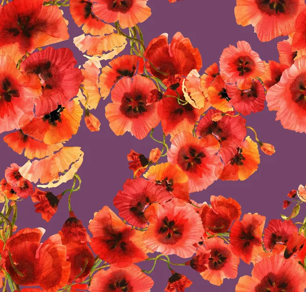 红色罂粟花图案 — 图库照片