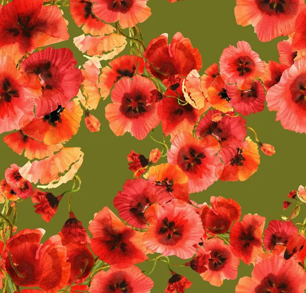 红色罂粟花图案 — 图库照片
