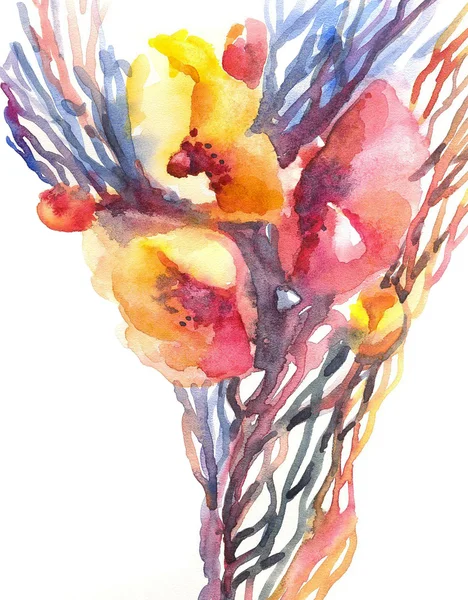 花の塗られたポピー イラスト — ストック写真