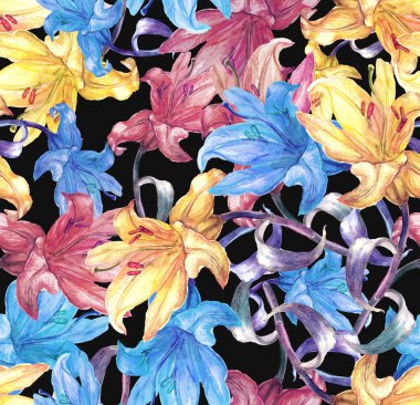 Lily çiçekler seamless modeli