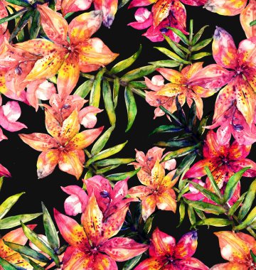 Lily çiçekler seamless modeli